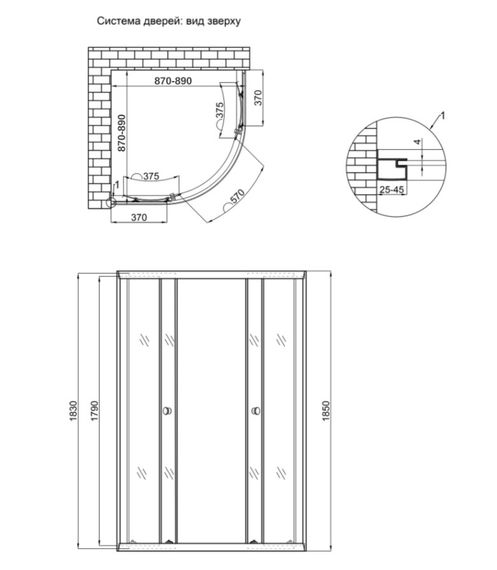 Душова кабіна Lidz Latwa SC90x90.SAT.LOW.DGR полукругла, скло темне тоноване 4 мм, без піддону LLSC9090SATLOWDGR2 | Зображення 5