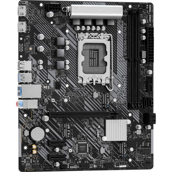 ASRock B760M-H2/M.2 (1700/B760, 2*DDR5, 1xPCIex16, 4xSATAІІІ, 2xM.2, GLan, 7.1ch, mATX) | Зображення 3