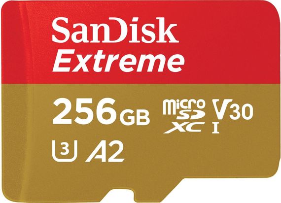 Карта пам'яті SanDisk microSD 256GB C10 UHS-I U3 R190/W130MB/s Extreme V30 + SD (SDSQXAV-256G-GN6MA)