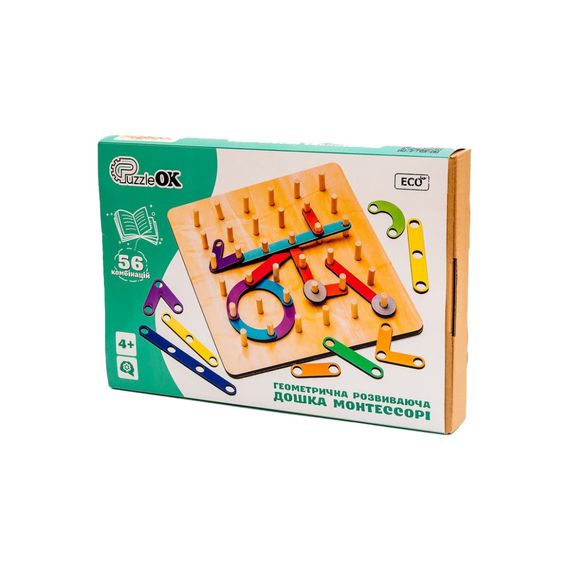 Геометрическая развивающая "Доска Монтессори" Puz-27260, 56 комбинаций