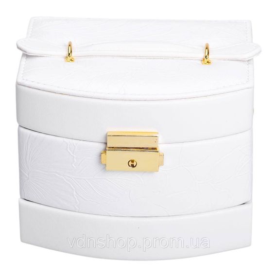 Скринька для прикрас з еко шкіри 3 яруси із замком органайзер для ювелірних виробів HP-5-23W | Зображення 5