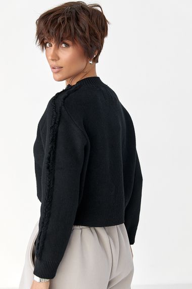 В'язаний кардиган з бічною блискавкою - чорний цвет, ONE SIZE (є розміри) | Зображення 1