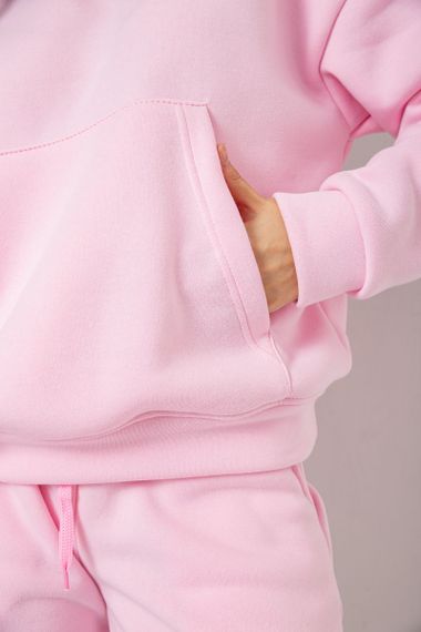 Спортивний костюм жіночий на флісі, колір рожевий, 241R2001-2 | Зображення 4