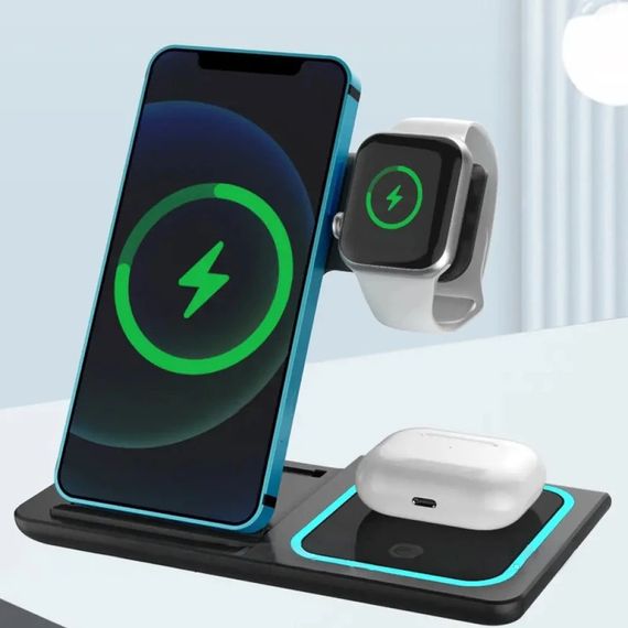 Бездротовий зарядний пристрій 3в1 Одночасна зарядка iPhone та Apple Watch XPRO Simple 2в1 (23457163201_686) | Зображення 9