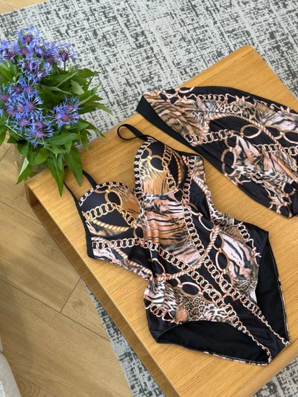 Пляжний комплект для дівчат PLUS SIZE: суцільний купальник + парео | Зображення 2