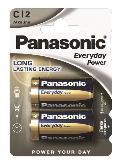 Батарейка Panasonic EVERYDAY POWER щелочная C(LR14) блистер, 2 шт. (LR14REE/2BR)
