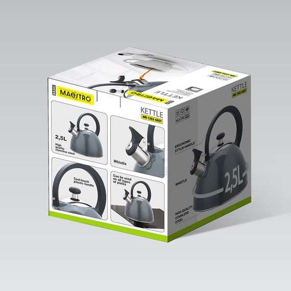 Чайник із свистком Maestro MR-1302-GREY 2.5 л сірий | Зображення 5
