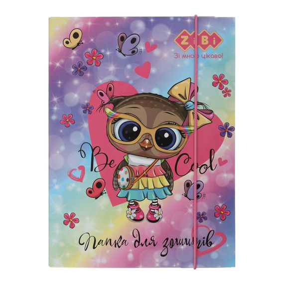 Папка для зошитів "OWL" ZB.14982 ZiBi KIDS Line, картонна, на гумці B5+ (4823078933638)