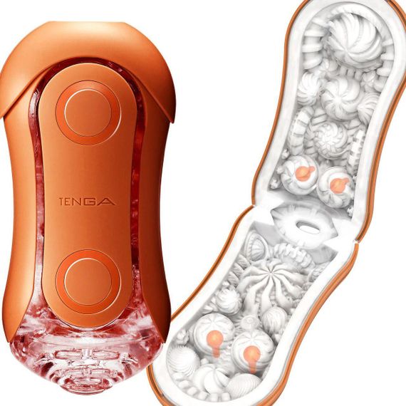 Мастурбатор Tenga Flip Orb — Sunset Orange, з можливістю зміни тиску та стимулювальними кульками всередині | Зображення 8