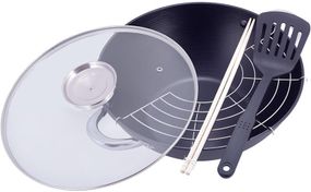 Казан чавунний "Wok" 3л, з антипригарним покриттям і аромо-кришкою