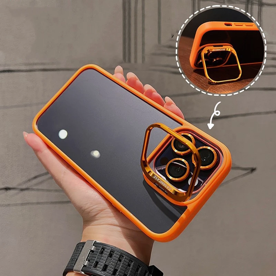 Чохол з підставкою та склом на камеру Lens Shield для iPhone 14 Pro колір Помаранчевий | Зображення 2
