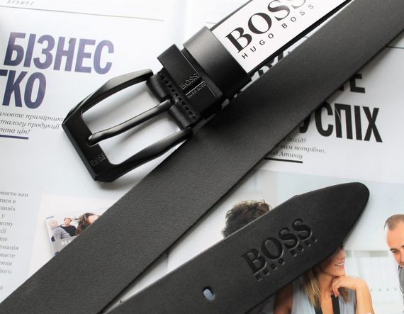 Мужской подарочный набор Hugo Boss ремень и кошелек черные | Зображення 7