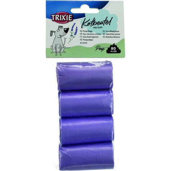 Пакети для фекалій Trixie для собак з ароматом лаванди 4 шт по 20 пакетів фіолетові