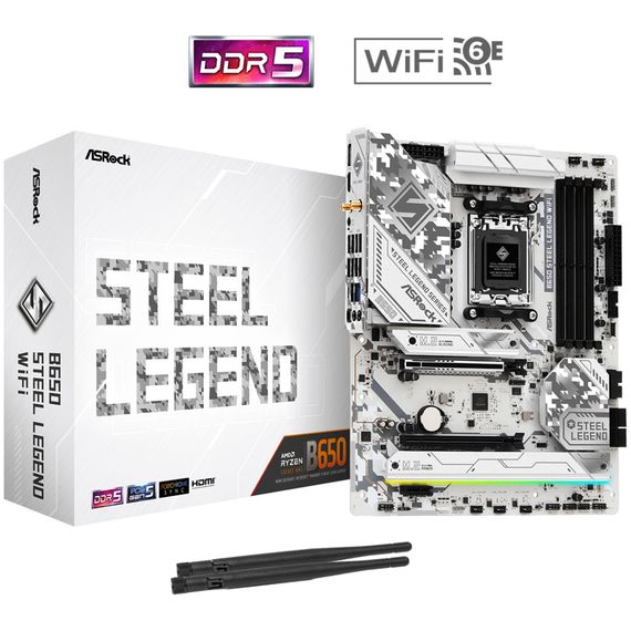 ASRock B650 Steel Legend WIFI (AM5/B650, 4*DDR5, 2xPCIex16, HDMI/DP, 4xSATA,3xM.2, 2.5GLan, ATX) | Зображення 1