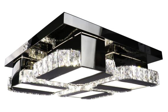 Люстра стельова кришталева LED з пультом 25677 Хром 15х48х48 см. | Зображення 5