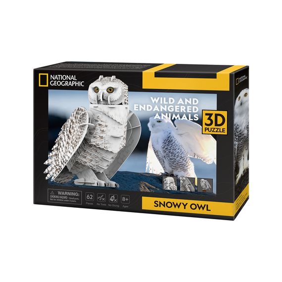 Пазл Cubic Fun Тривимірна головоломка-конструктор Зникаючі тварини Сніжна сова (DS1079h)