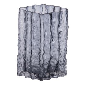 Стеклянная ваза, лепной декор, прямоугольная, 14,5 x 11 x 21 см.