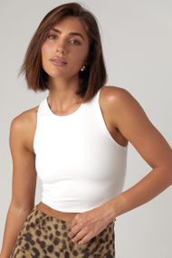 Однотонний кроп-топ із еластичної тканини - молочний цвет, XL (є розміри)