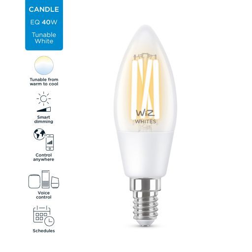 Лампа розумна WiZ  E14, 4.9W, 40W, 470Lm, C35, 2700-6500, філаментна, Wi-Fi (929003017601) | Зображення 6