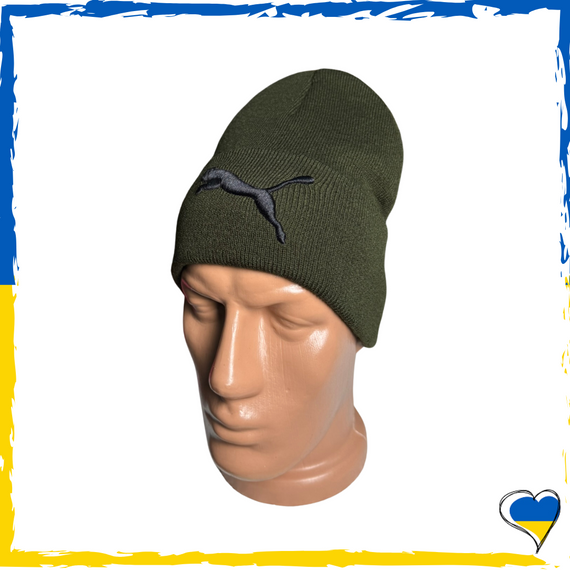 Шапка хакі Puma брендова універсальна, Найк. Шапка чоловіча, жіноча, підліткова, дитяча