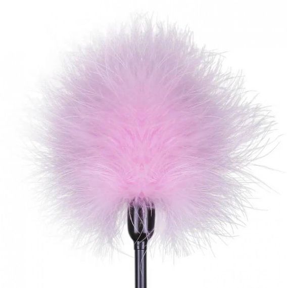 Тіклер на короткій ручці, перо, рожевий, 20 см Sex Aura | Зображення 1