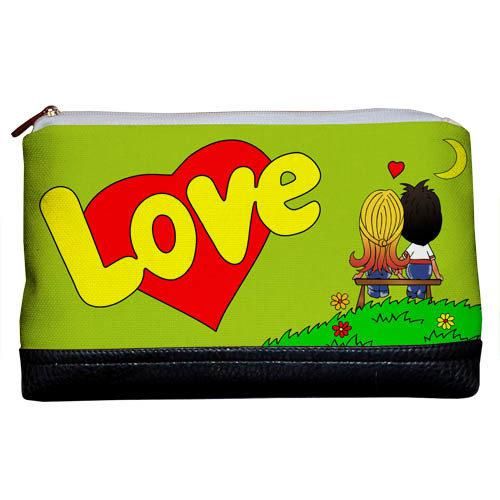 Косметичка дорожная женская Lovely Love салатовая 26x15x8 см