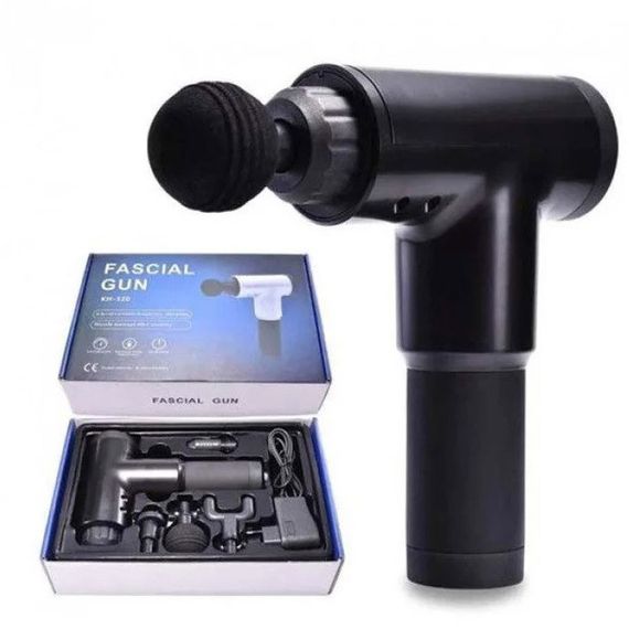 Акумуляторний масажер Fascial Gun KH-320 портативний ручний ударний м'язовий пістолет 4 насадки | Зображення 9