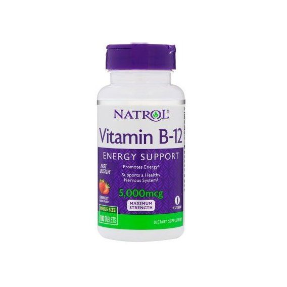 Вітамін Б12 Natrol Vitamin B-12 5000 mcg 100 Tabs Strawberry Flavor