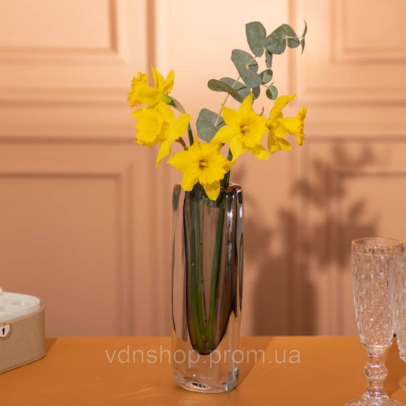 Ваза стеклянная прозрачная 7.7х5.5х24.5 см для цветов декоративная 200 мл Серая HP-10-16 | Зображення 3