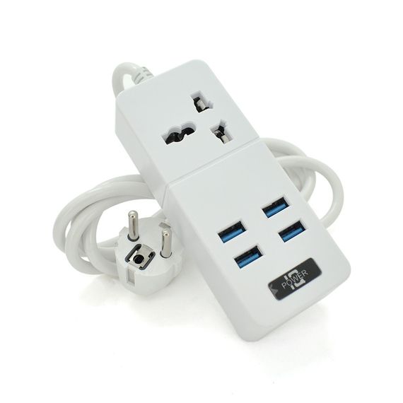 Сетевой фильтр ТВ-Т06.1 розетка+4 USB, 2м, сечение 3х0.75мм, 2500W, White | Зображення 1