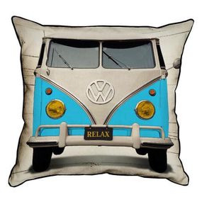 Подушка с мешковины Бирюзовый Volkswagen хиппи-мобиль 45x45 см (45PHB_VOL006_WH)