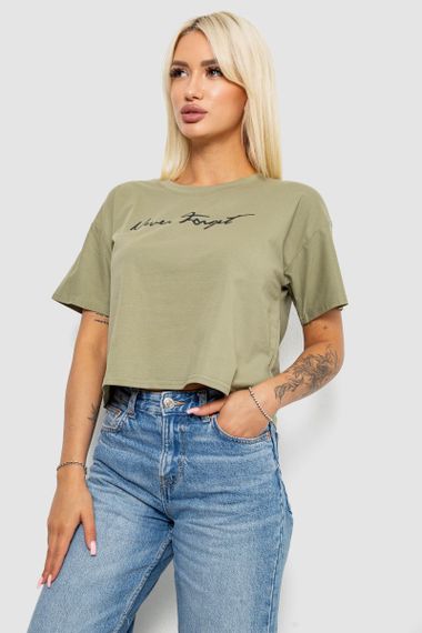 Футболка жіноча з принтом, колір оливковий, 221R9907 | Зображення 2