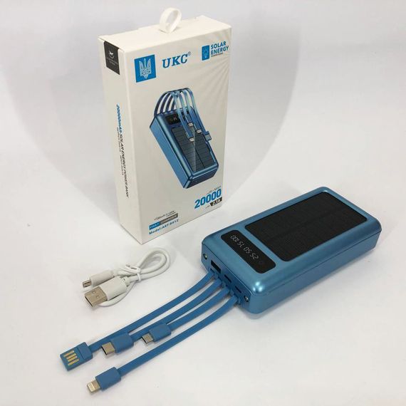 Портативное зарядное устройство на 20000mAh, Power Bank на солнечной батарее, для планшета. JA-212 Цвет: синий | Зображення 6