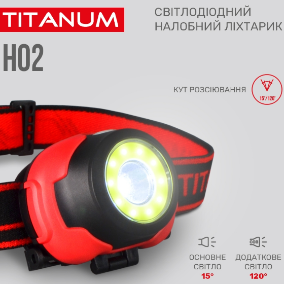 Ліхтарик LED налобний 100Lm 6500К 3*AAA червоний/чорний TLF-H02 Titanum | Зображення 5