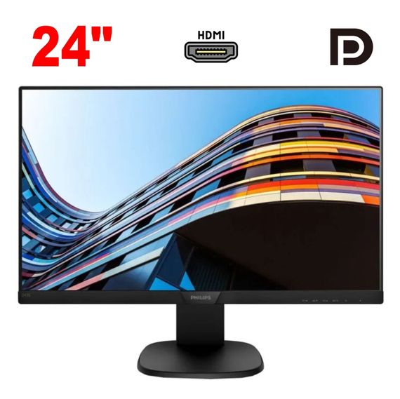 Монітор Philips 243S7EHMB / 24" (1920x1080) IPS / 1x HDMI, 1x DP, 1x VGA, 2x USB 3.0, 1x USB Type-B, 2x Audio / 2x 2W / VESA 100x100 / Pivot б/в