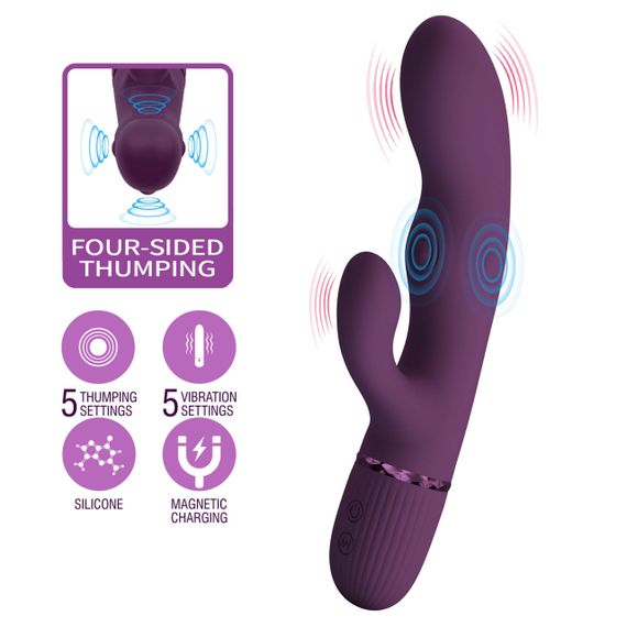 Вибратор-кролик PRETTY LOVE Zach Purple, силикон, фиолетовый, стимуляция, вибрация и пульсация Sex Aura | Зображення 3