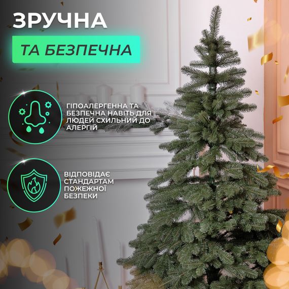 Лита штучна ялинка 1.5 м зелена, новорічна ялинка Карпатська V18 ялинка штучна реалістична Преміум KOS-KARPGR15 | Зображення 4