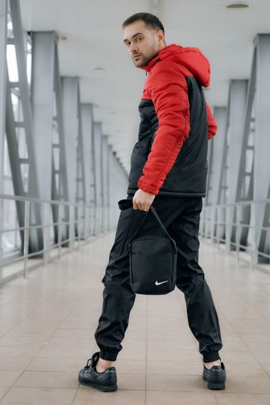 Комплект чоловічий Nike: анорак утеплений червоно-чорний + штани "President" чорні. Барсетка У Подарунок! | Зображення 8