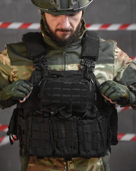 Тактическая плитоноска с четырьмя  точками быстрого сброса  Asdag  black  ВТ6796 | Зображення 1