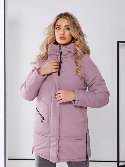 Жіноча зимова куртка з капюшоном, арт. 509, пудра | Зображення 3