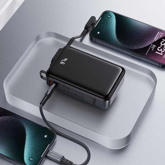 УМБ Acefast 20000mAh 67W PD3.0 20В/3.35A Type-C, USB-A, with cable, Li-ion M4 Black | Зображення 7