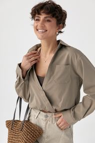 Коротка сорочка у комплекті з майкою в рубчик - кавовий цвет, ONE SIZE (є розміри)