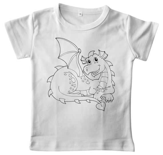 Детский набор для творчества футболка раскраска Сказочный дракон белая (ДФ0019) 98 | Зображення 4