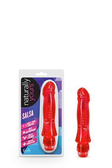 Вібратор гелевий багатошвидкісний Blush Naturally Yours на батарейках, червоний sexstyle | Зображення 5