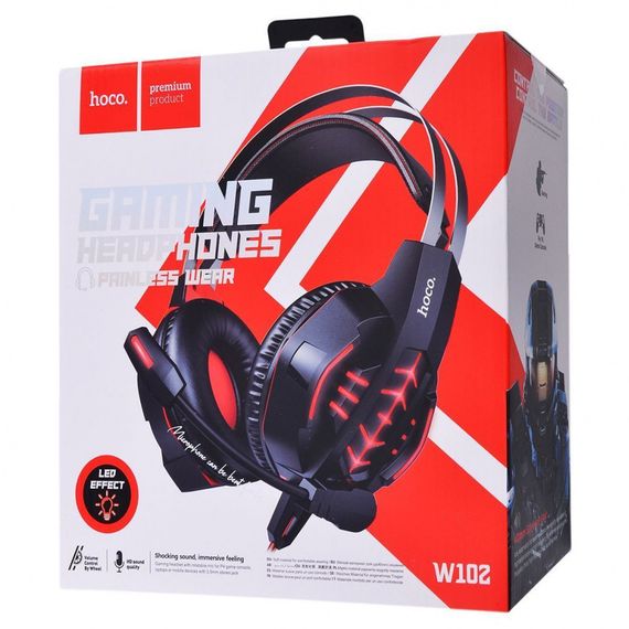 Наушники Hoco W102 Cool Tour Gaming, игровые ведущие наушники с подсветкой, геймерские наушники, 2 | Зображення 1
