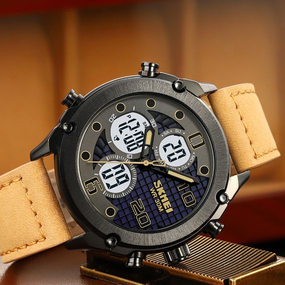 Чоловічий годинник Skmei 1975LLTBNWT Light Brown-White Leather. | Зображення 3