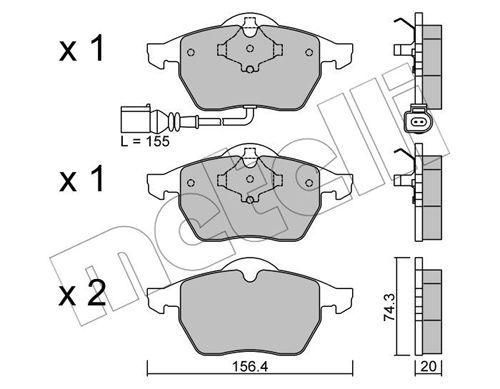 Колодки тормозные передние Audi A3 TT Seat Leon Skoda Octavia VW Golf 96-10 Polo 05-09 +датчик  22-0181-4 | Зображення 1