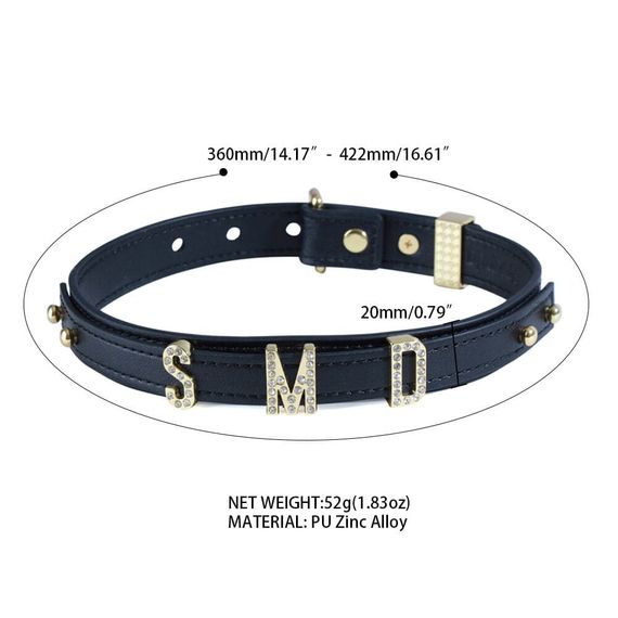 Ошейник LOCKINK Dark DIY Alphabet Collar Черный One Size | Зображення 7