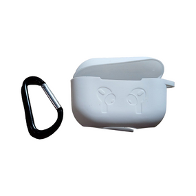 Чехол для AirPods Pro силиконовый с карабином Белый