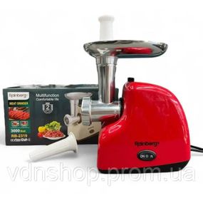 М'ясорубка електрична Rainberg RB-2319 із системою реверсу насадка куббе 3000Вт Red BU-47